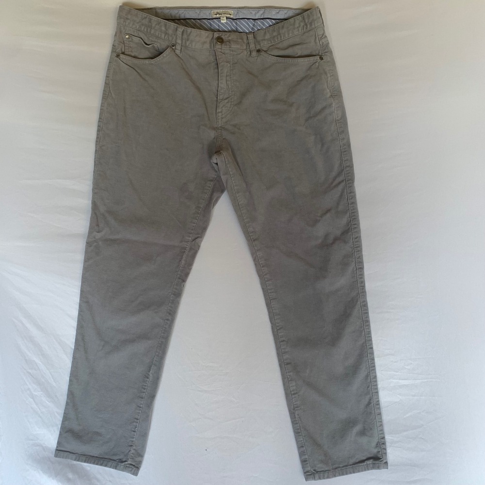 Peter Millar Mens Gray Corduroy Pants 5-Pocket Straight Leg Size 36‎